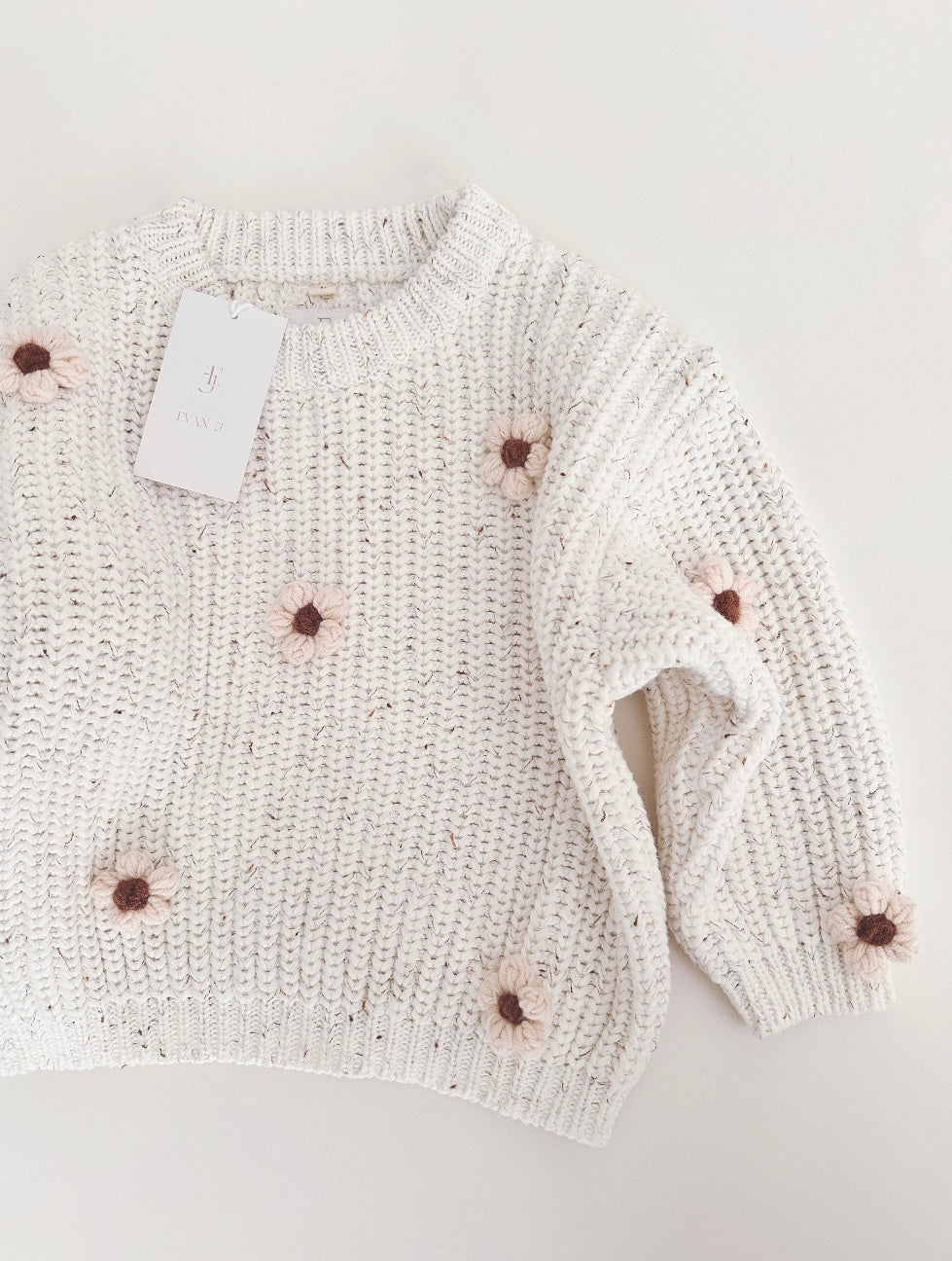 Cotton Knitted Sweater. Flowers