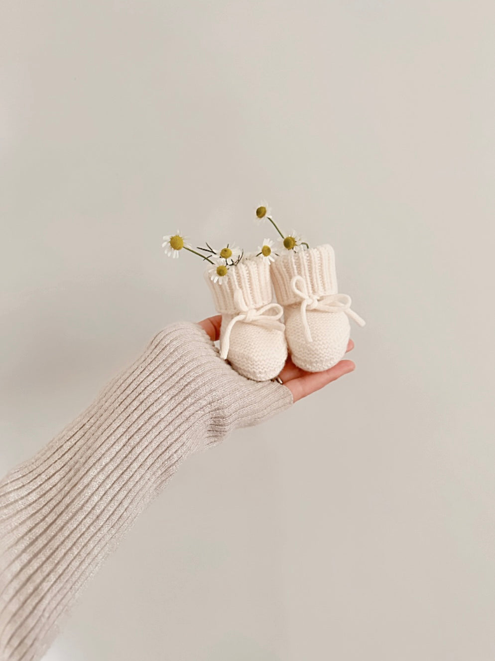 Merino Wool Baby Booties. Off White.