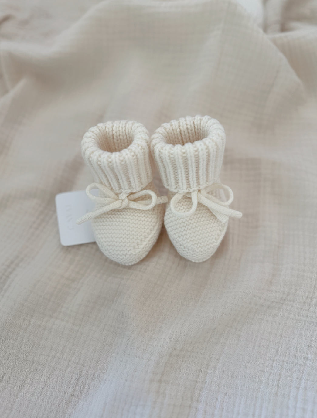 Merino Wool Baby Booties. Off White.