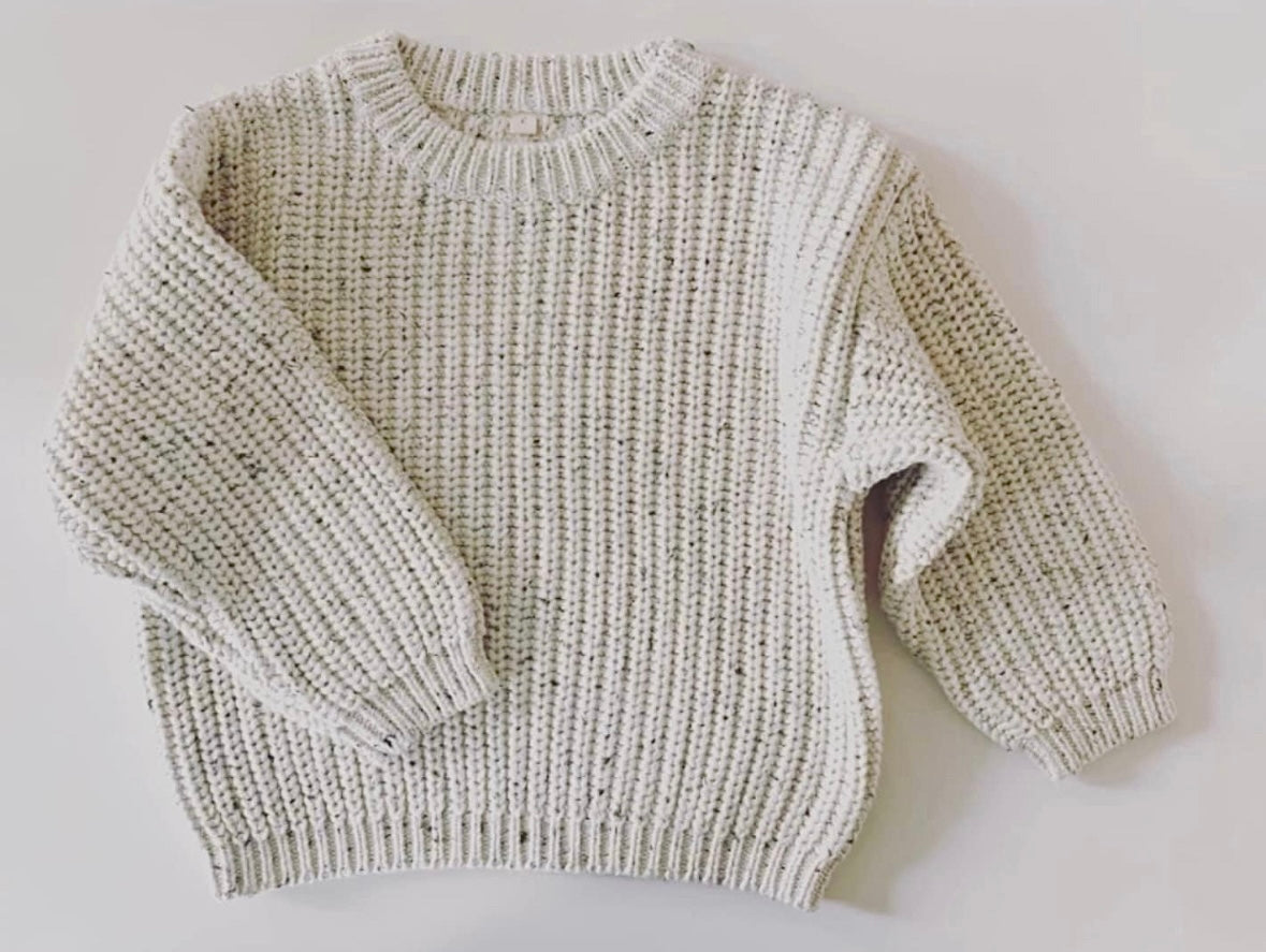 Cotton Knitted Sweater. Vanilla Fleck