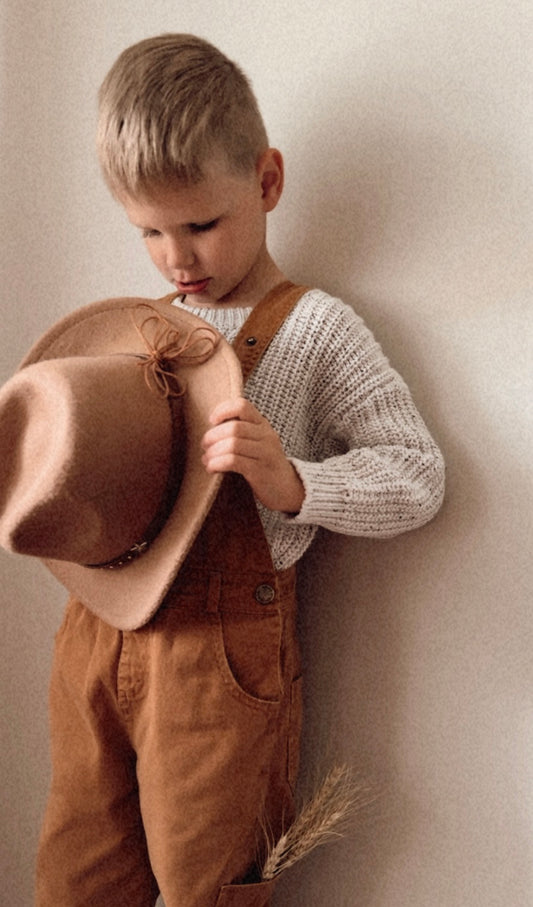 Cotton Knitted Sweater. Vanilla Fleck