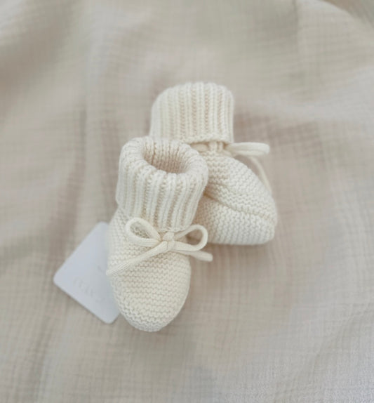 Merino Wool Baby Booties. Off White.