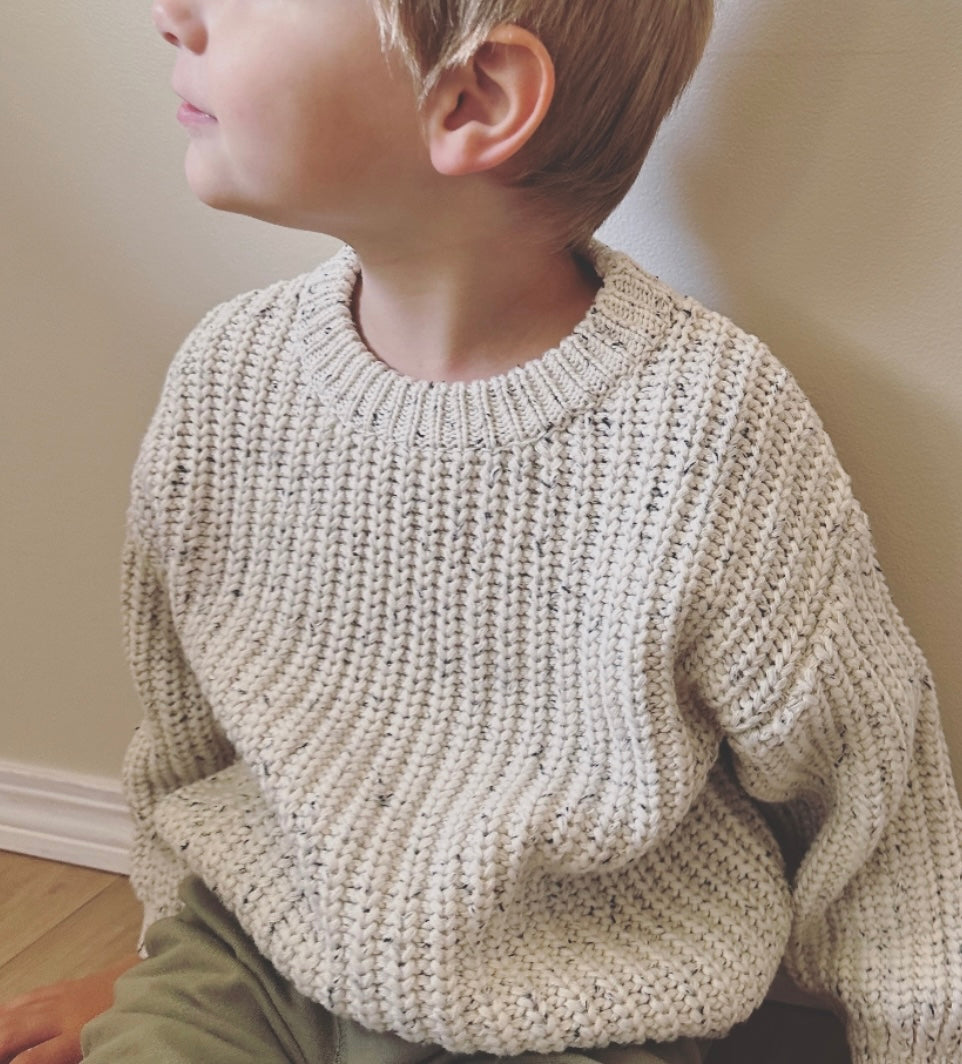 Cotton Knitted Sweater. Vanilla Fleck