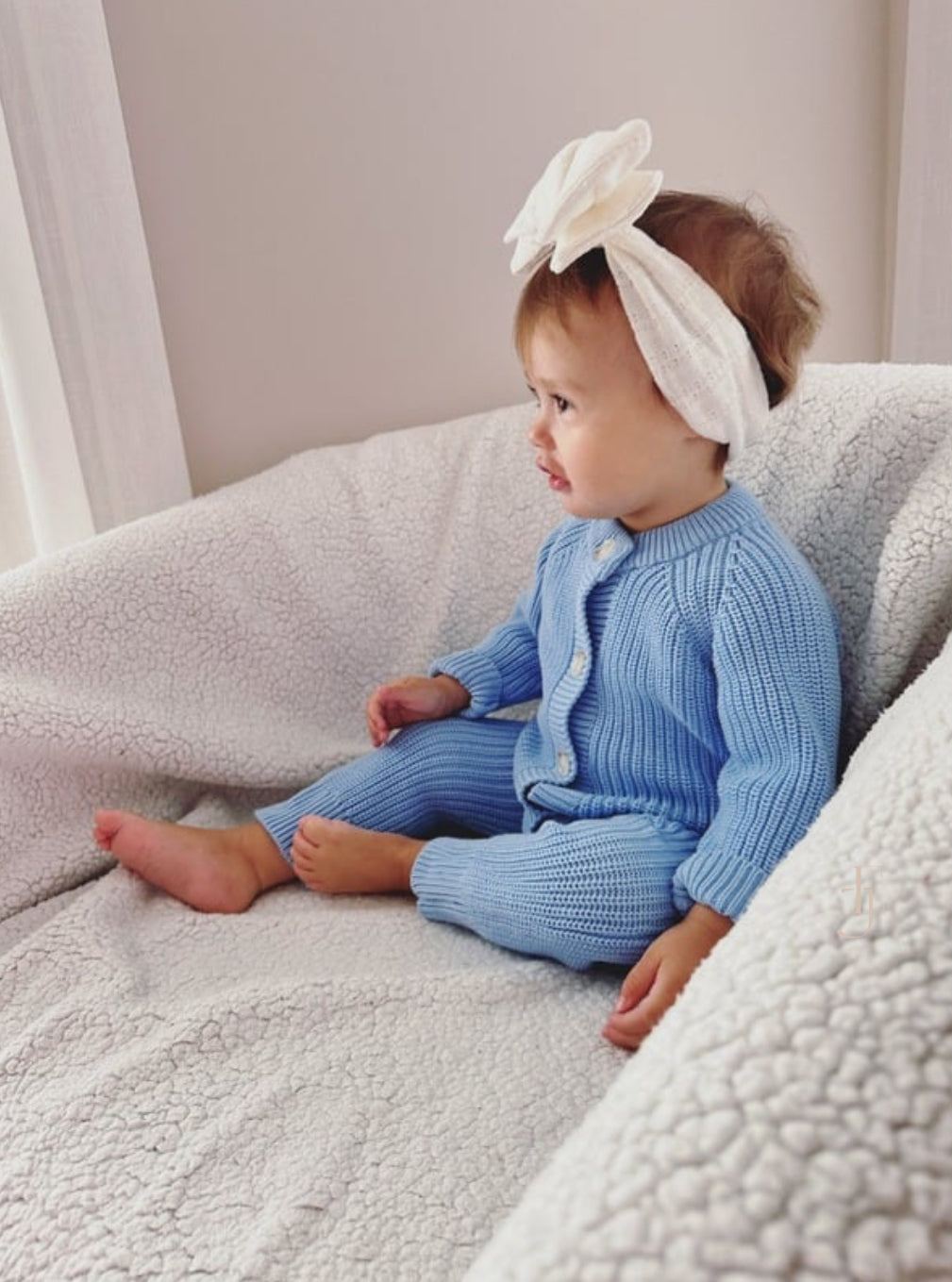 Cotton Knit Baby Romper. BlueBerry