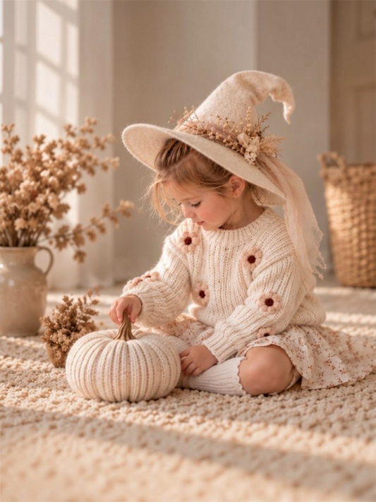 Cotton Knitted Sweater. Flowers